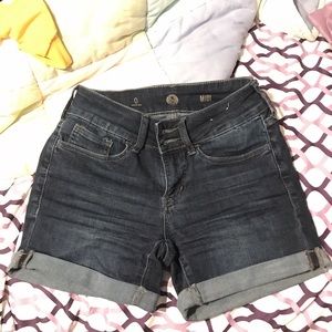 dark wash denim shorts
